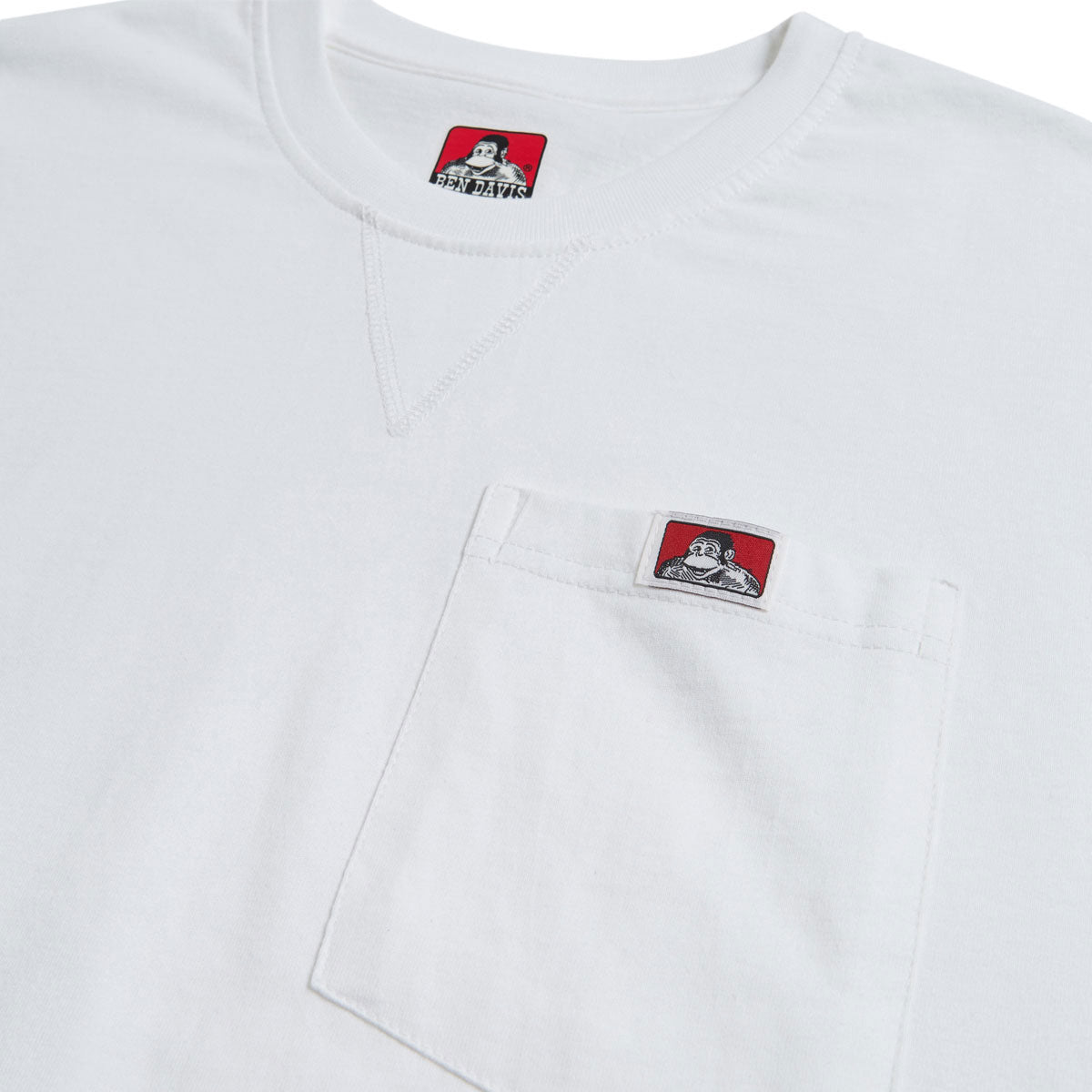 Ben Davis Heavy Duty Long Sleeve Pocket T-Shirt - White