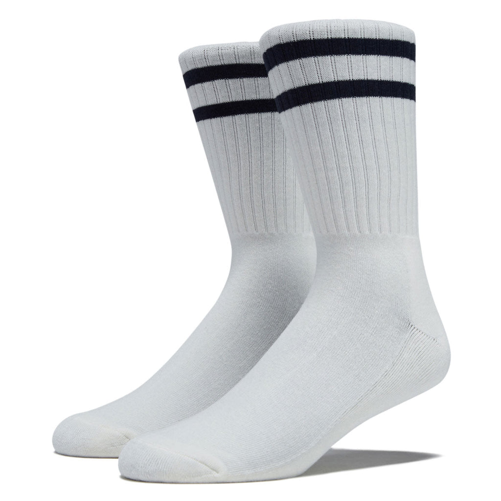 Bonfolk Retro Stripe Crew Socks - Cloud White/Navy