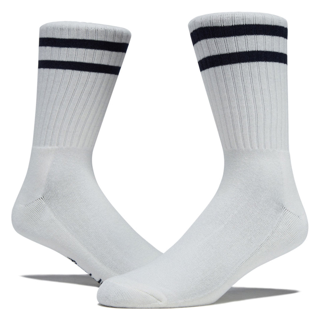 Bonfolk Retro Stripe Crew Socks - Cloud White/Navy