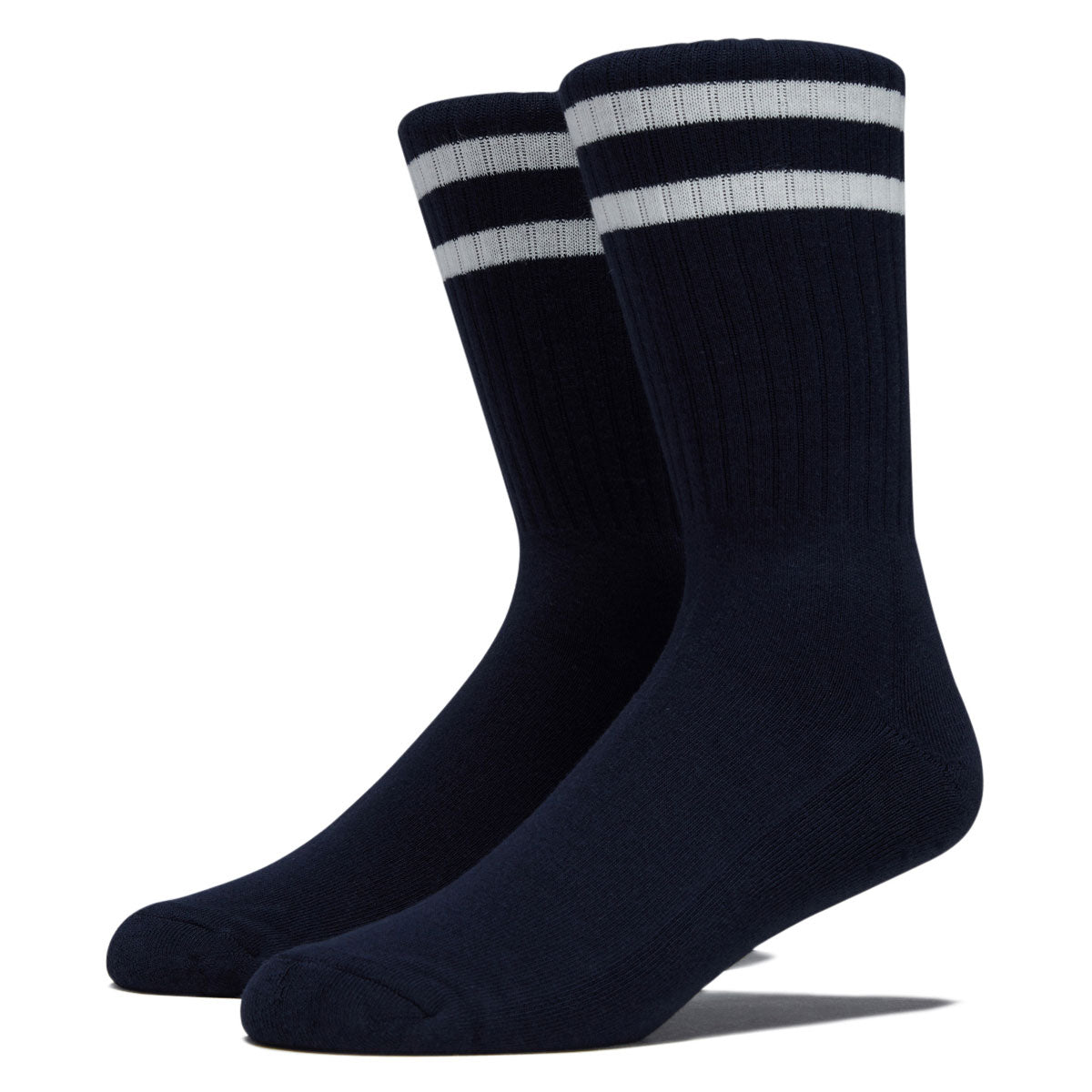Bonfolk Retro Stripe Crew Socks - Navy/Cloud White