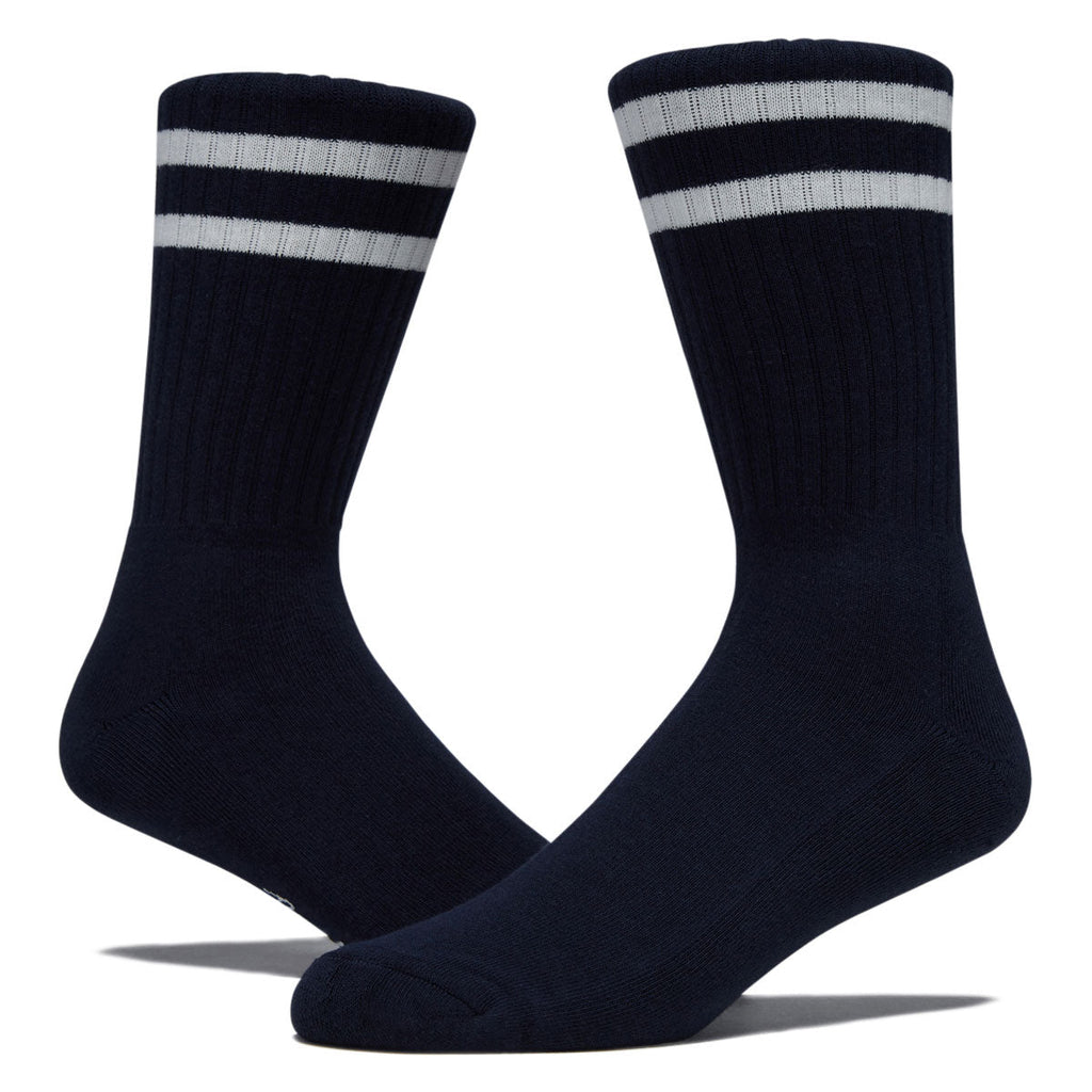 Bonfolk Retro Stripe Crew Socks - Navy/Cloud White