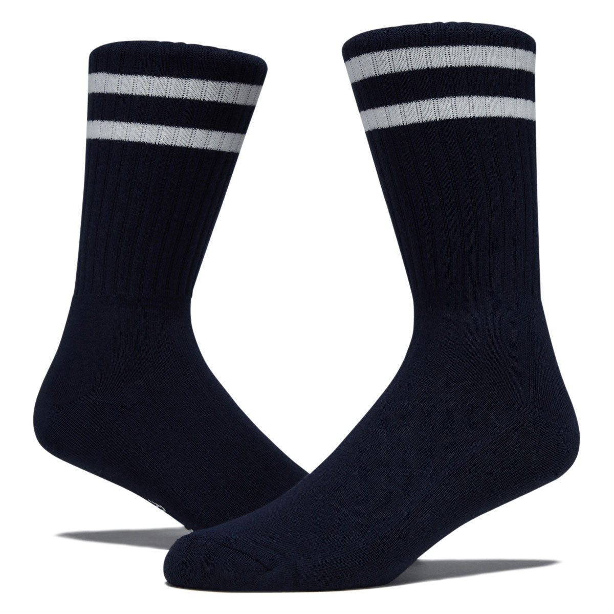Bonfolk Retro Stripe Crew Socks - Navy/Cloud White
