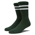 Bonfolk Retro Stripe Crew Socks - Hunter Green/Cloud White