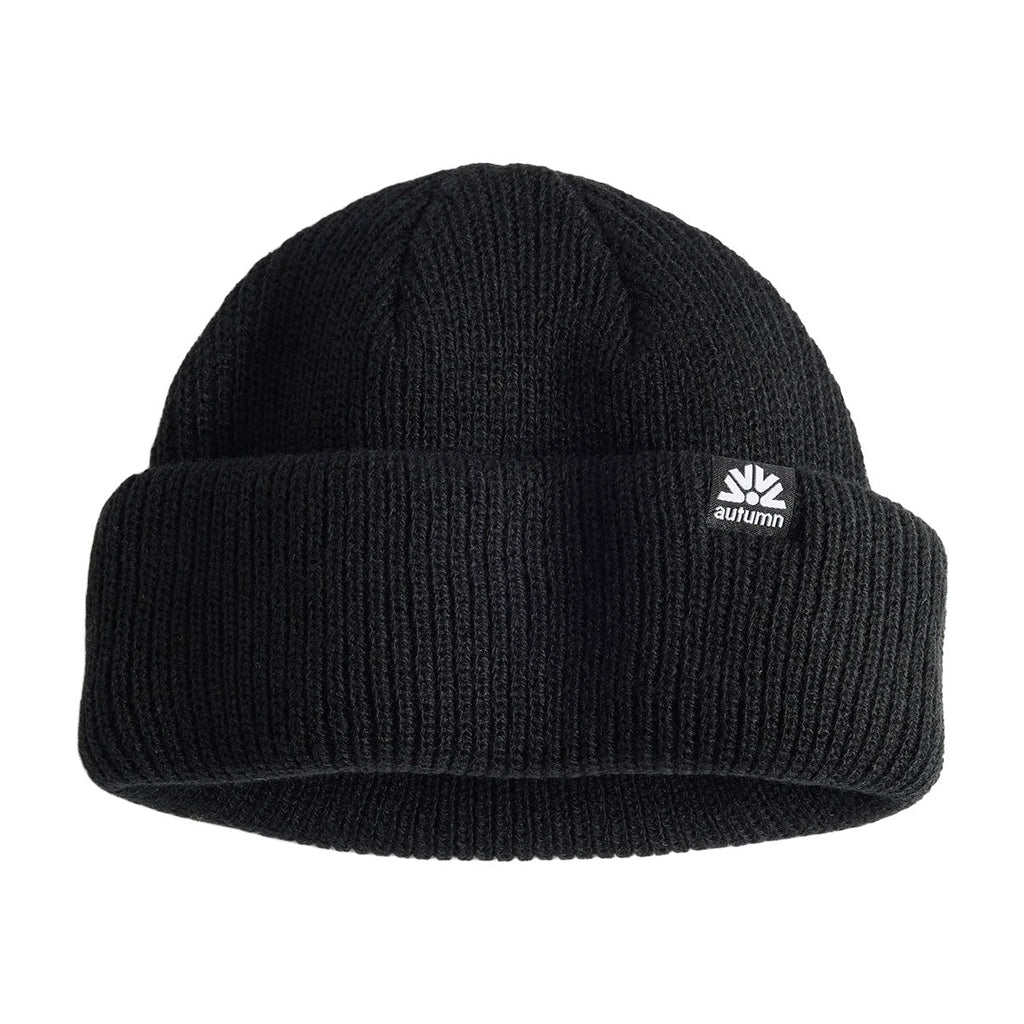 Autumn Double Roll Beanie - Black
