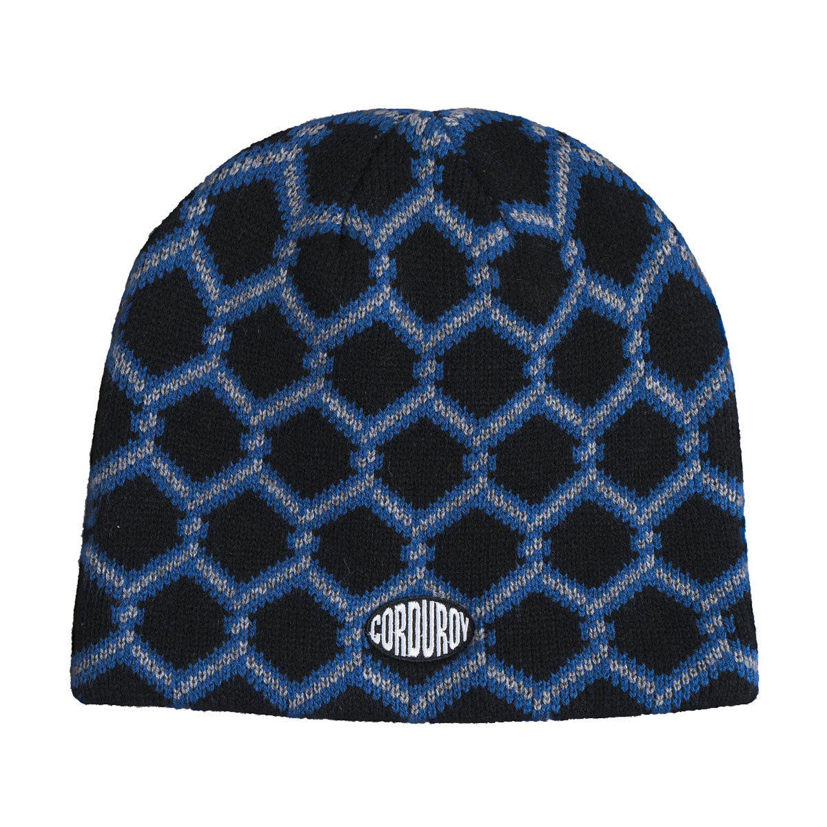 Corduroy Keep Out Skully Beanie - Black