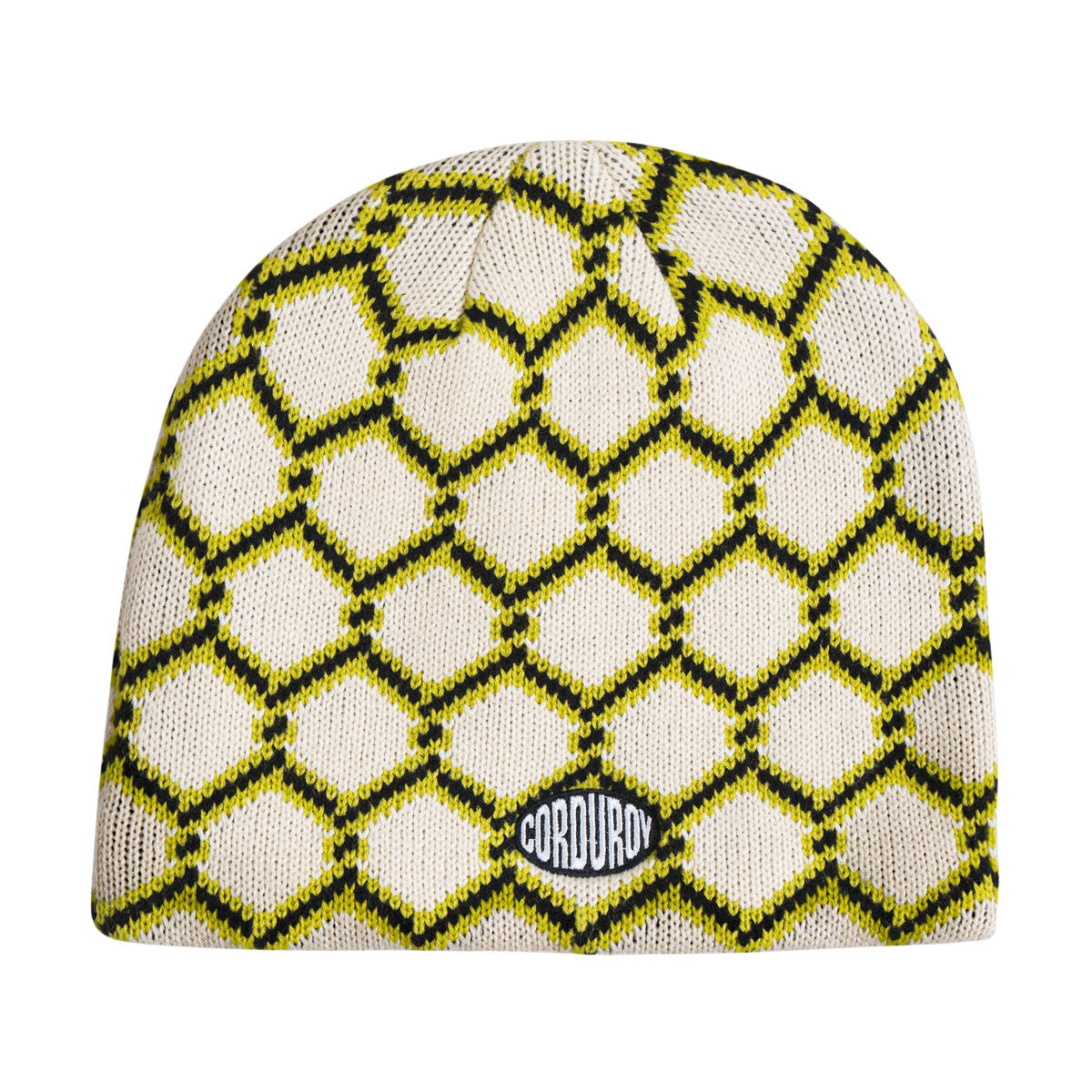 Corduroy Keep Out Skully Beanie - Eggshell