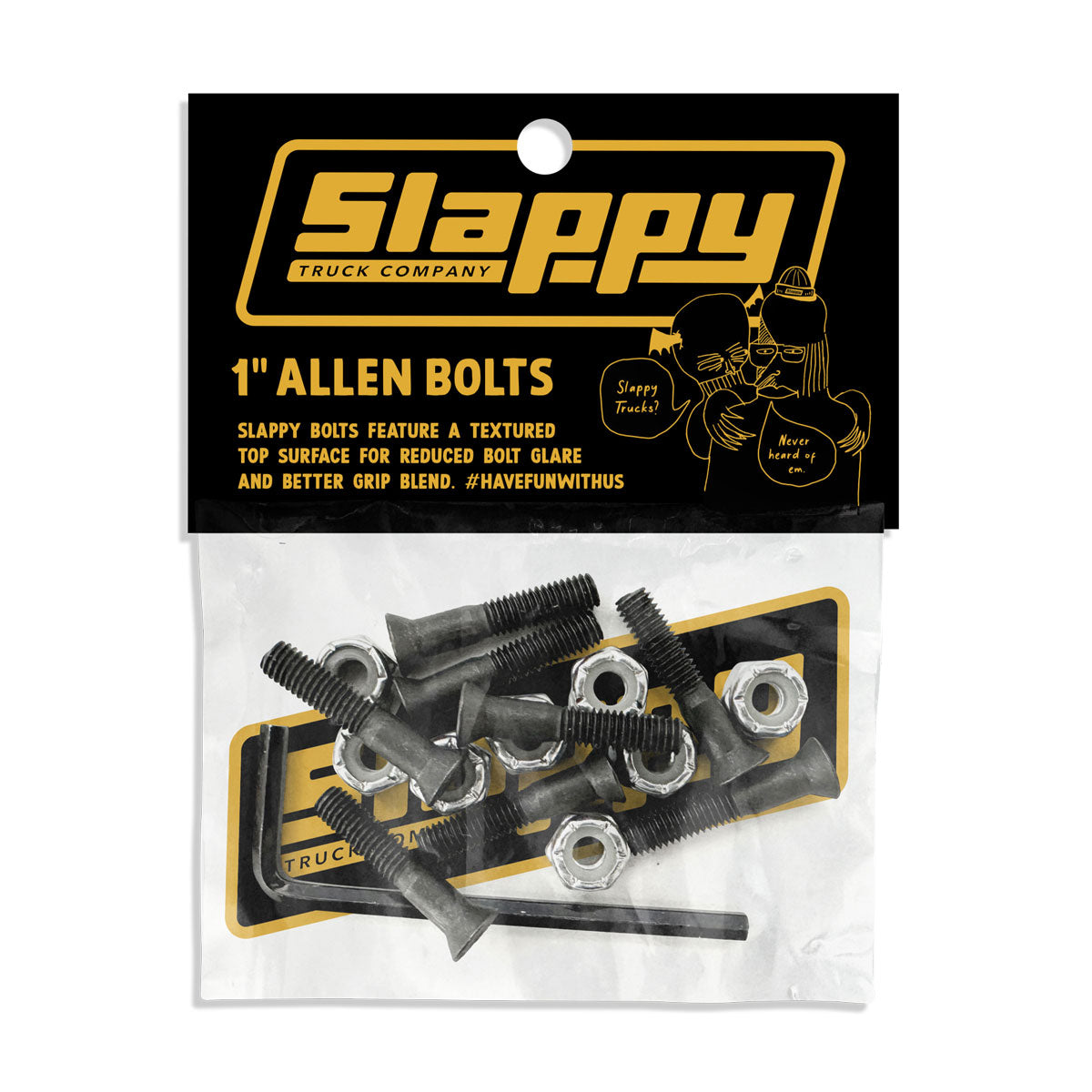 Slappy Allen Grip Tip Bolts Hardware - Black - 1"