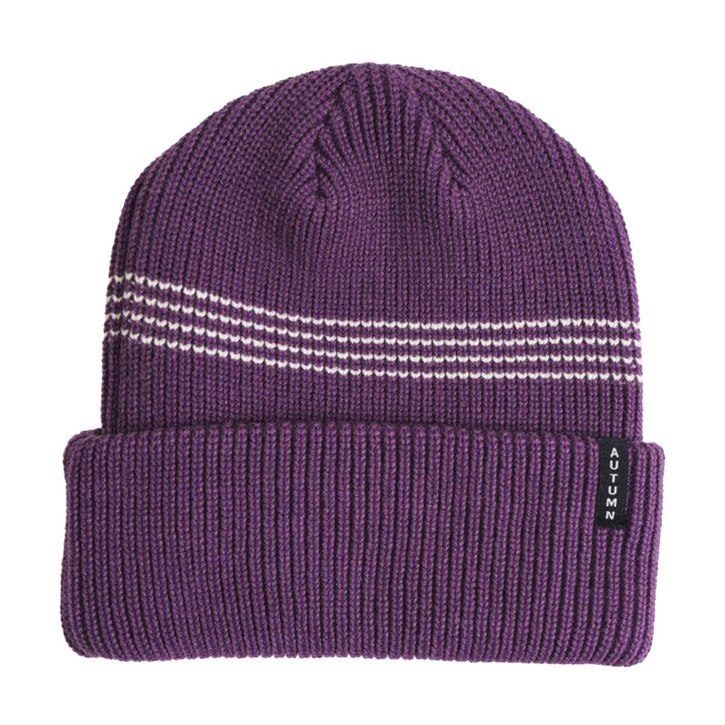 Autumn Mini Stripe Beanie - Plum