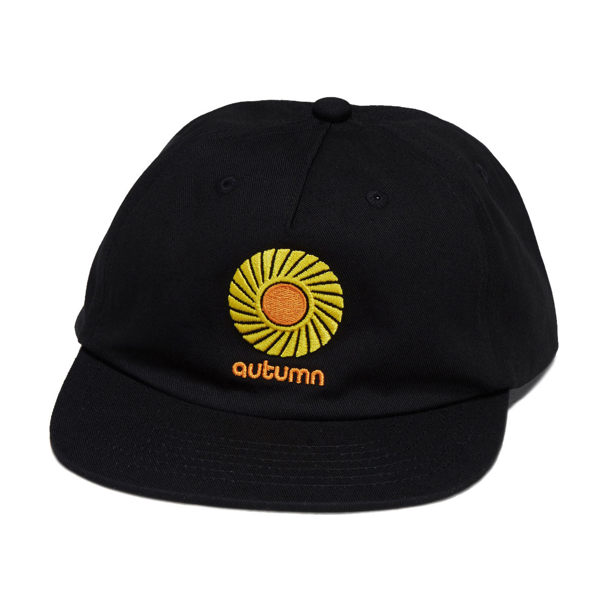 Autumn Twill Five Panel Snapback Hat - Black