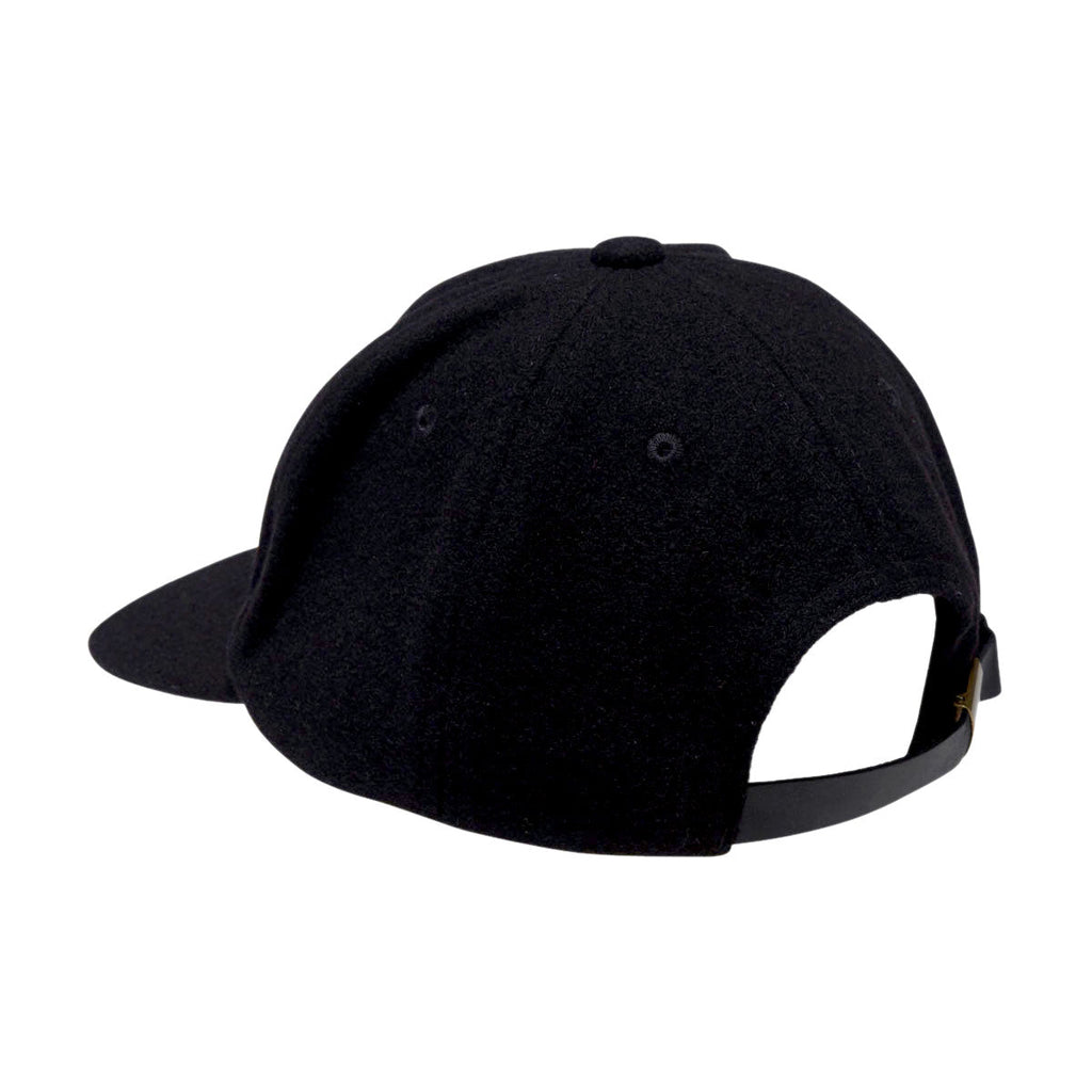 Autumn Wool Six Panel Strapback Hat - Black