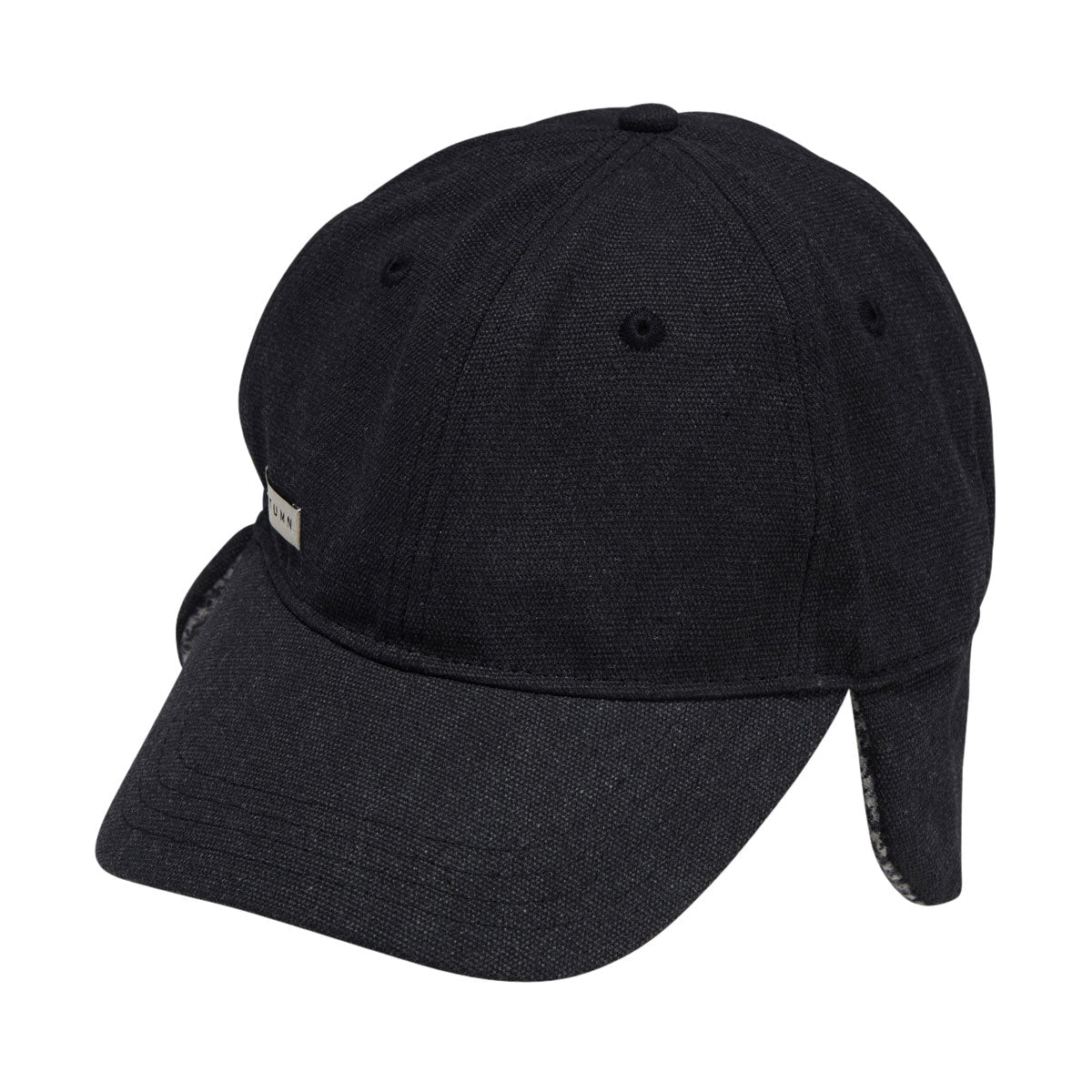 Autumn Washed Canvas Flap Hat - Black