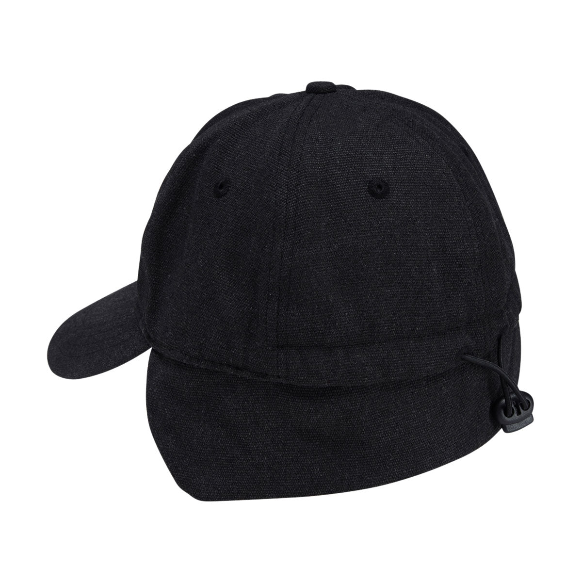 Autumn Washed Canvas Flap Hat - Black