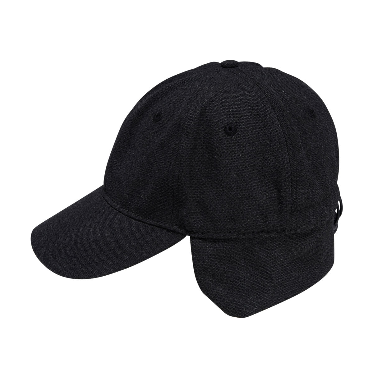 Autumn Washed Canvas Flap Hat - Black