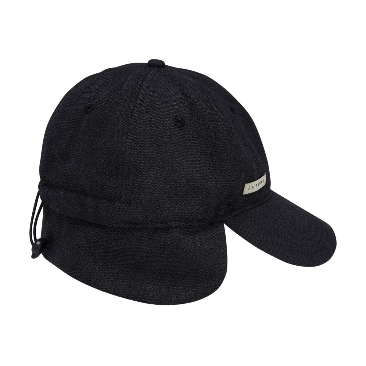 Autumn Washed Canvas Flap Hat - Black