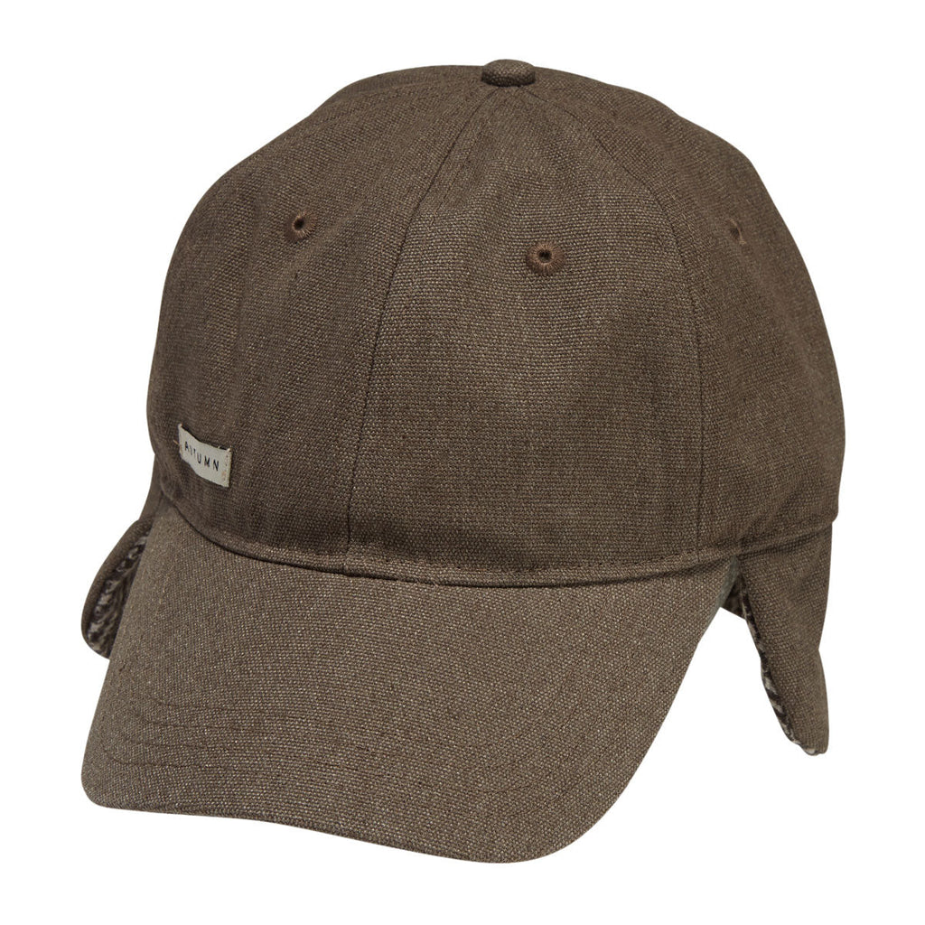 Autumn Washed Canvas Flap Hat - Dark Sand
