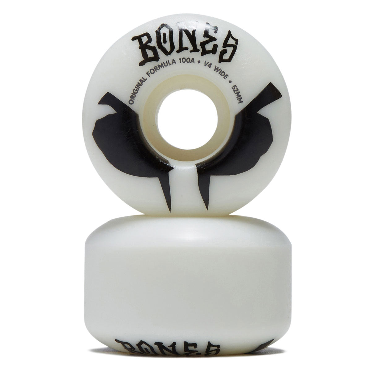 Bones 100s Wides 100a V4 Wide Skateboard Wheels - White 2026 - 52mm