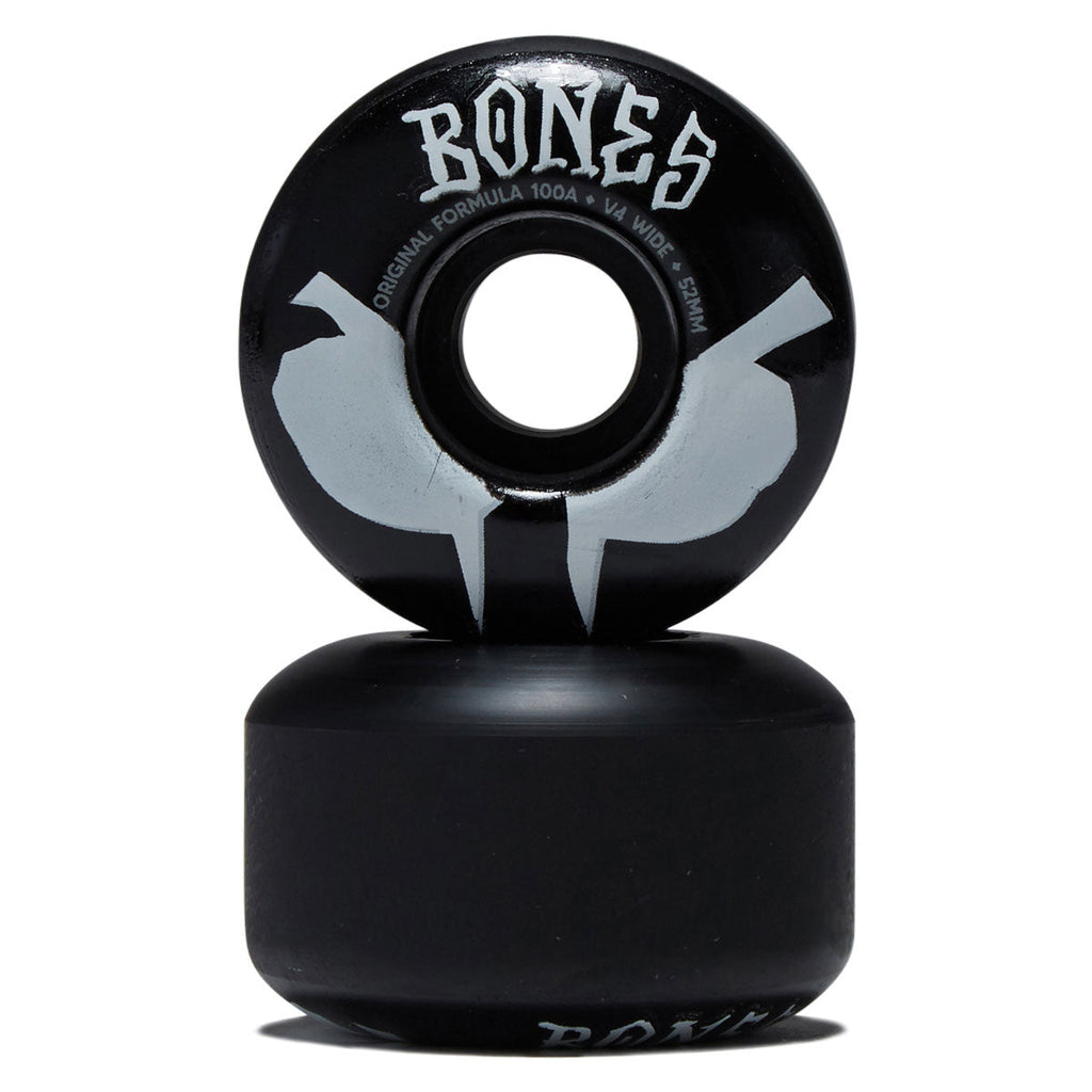 Bones 100s Wides 100a V4 Wide Skateboard Wheels - Black 2026 - 52mm