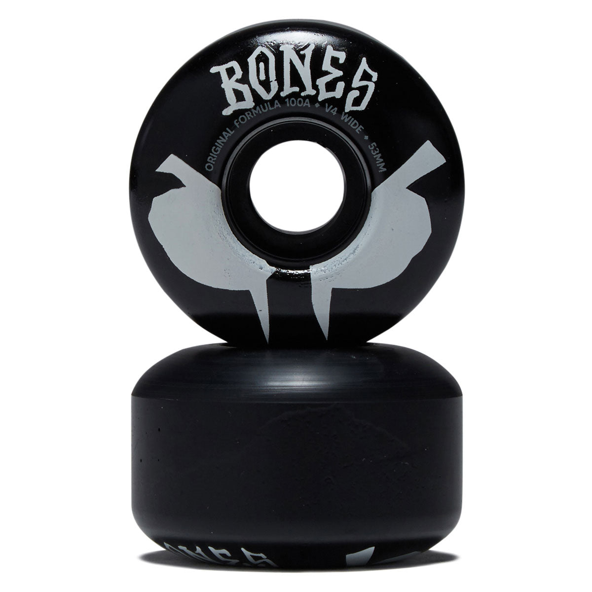 Bones 100s Wides 100a V4 Wide Skateboard Wheels - Black 2026 - 53mm