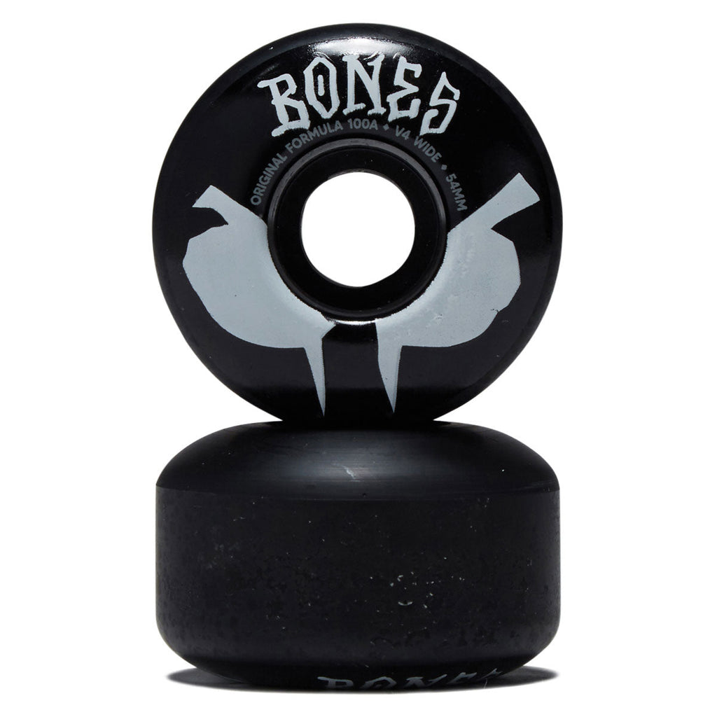 Bones 100s Wides 100a V4 Wide Skateboard Wheels - Black 2026 - 54mm