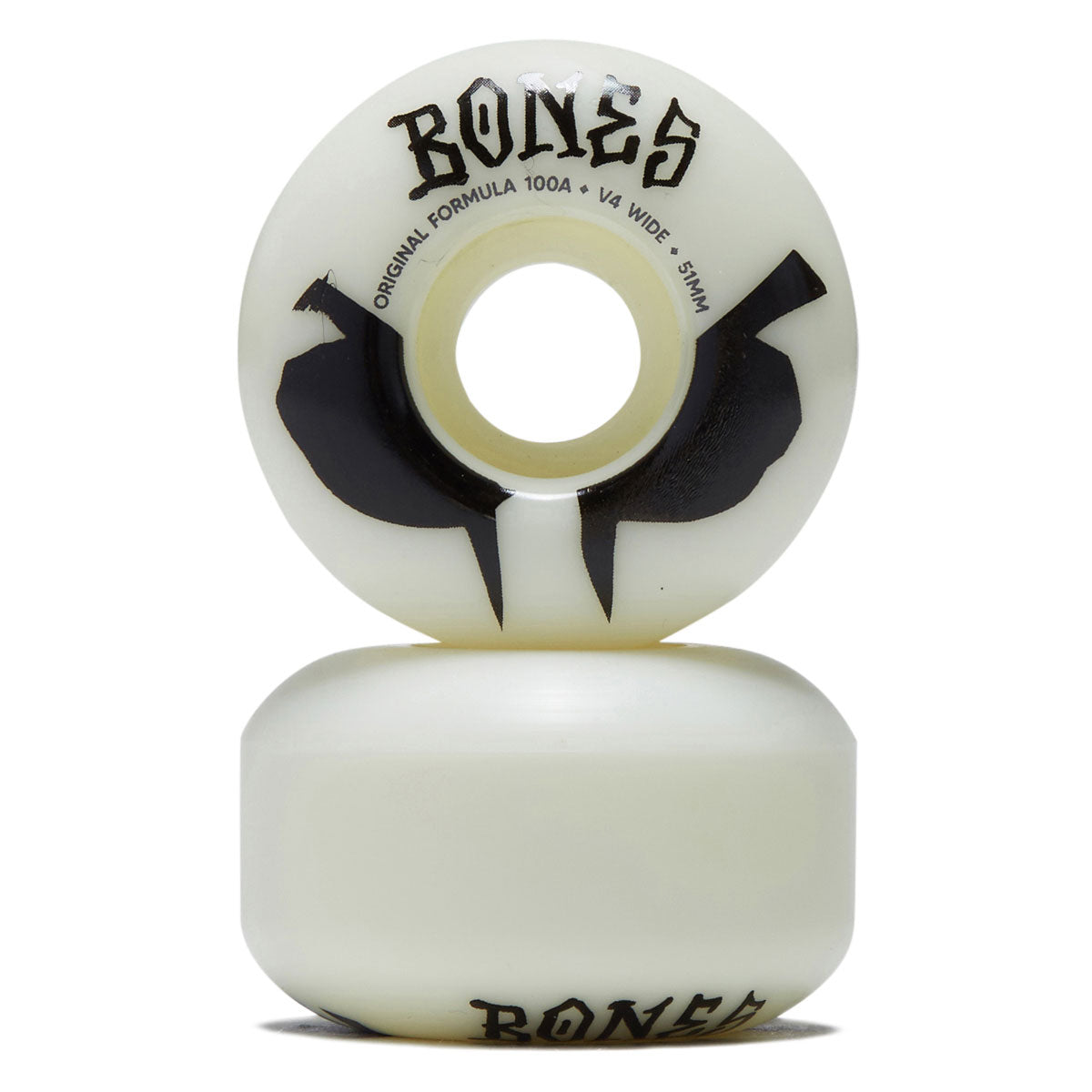 Bones 100s Wides 100a V4 Wide Skateboard Wheels - White 2026 - 51mm