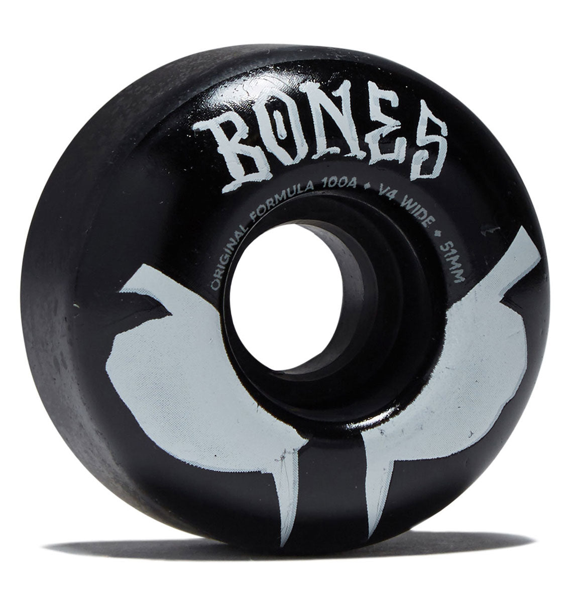Bones 100s Wides 100a V4 Wide Skateboard Wheels - Black 2026 - 51mm