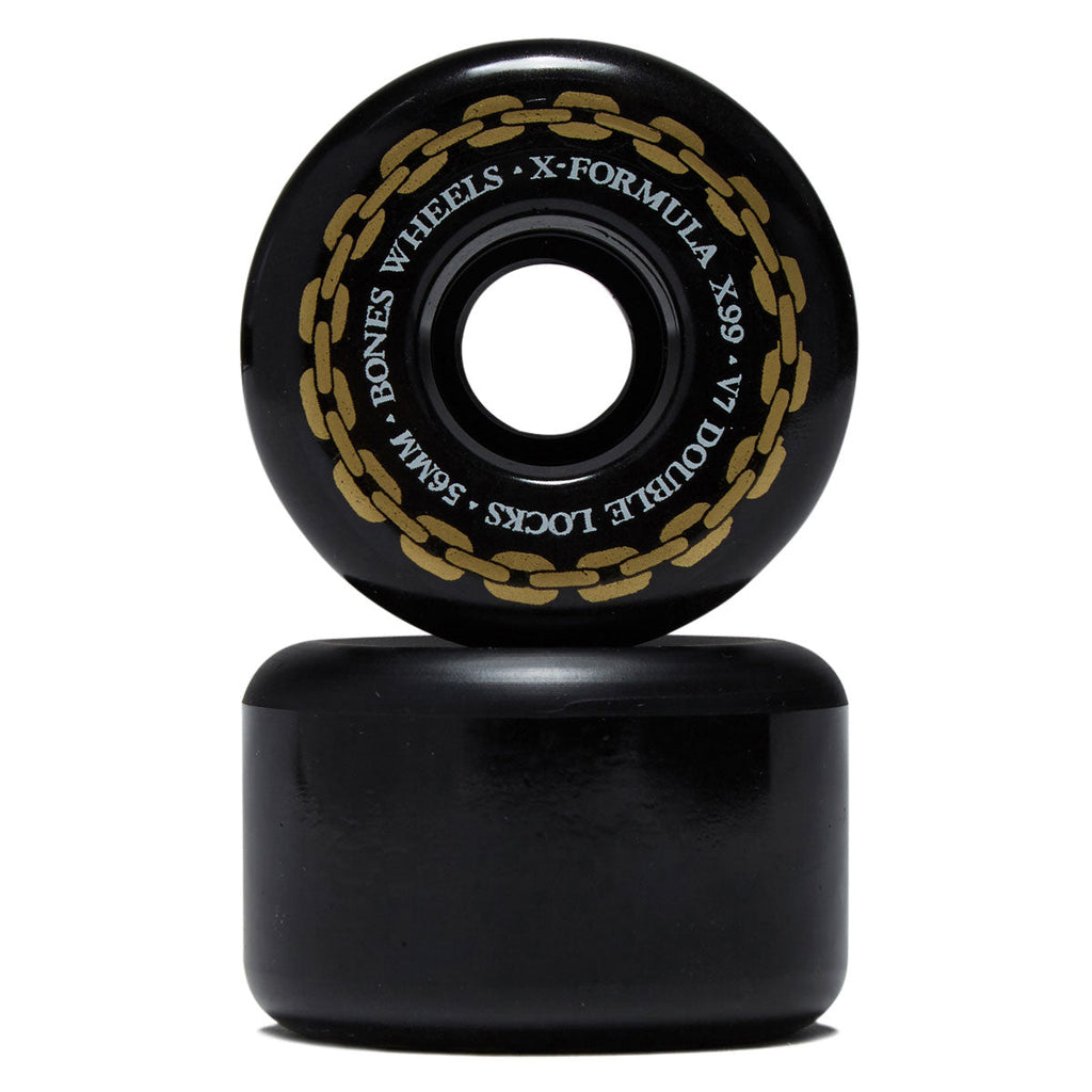 Bones X-Formula Double Locks 99a V7 Double Lock Skateboard Wheels - Black - 56mm