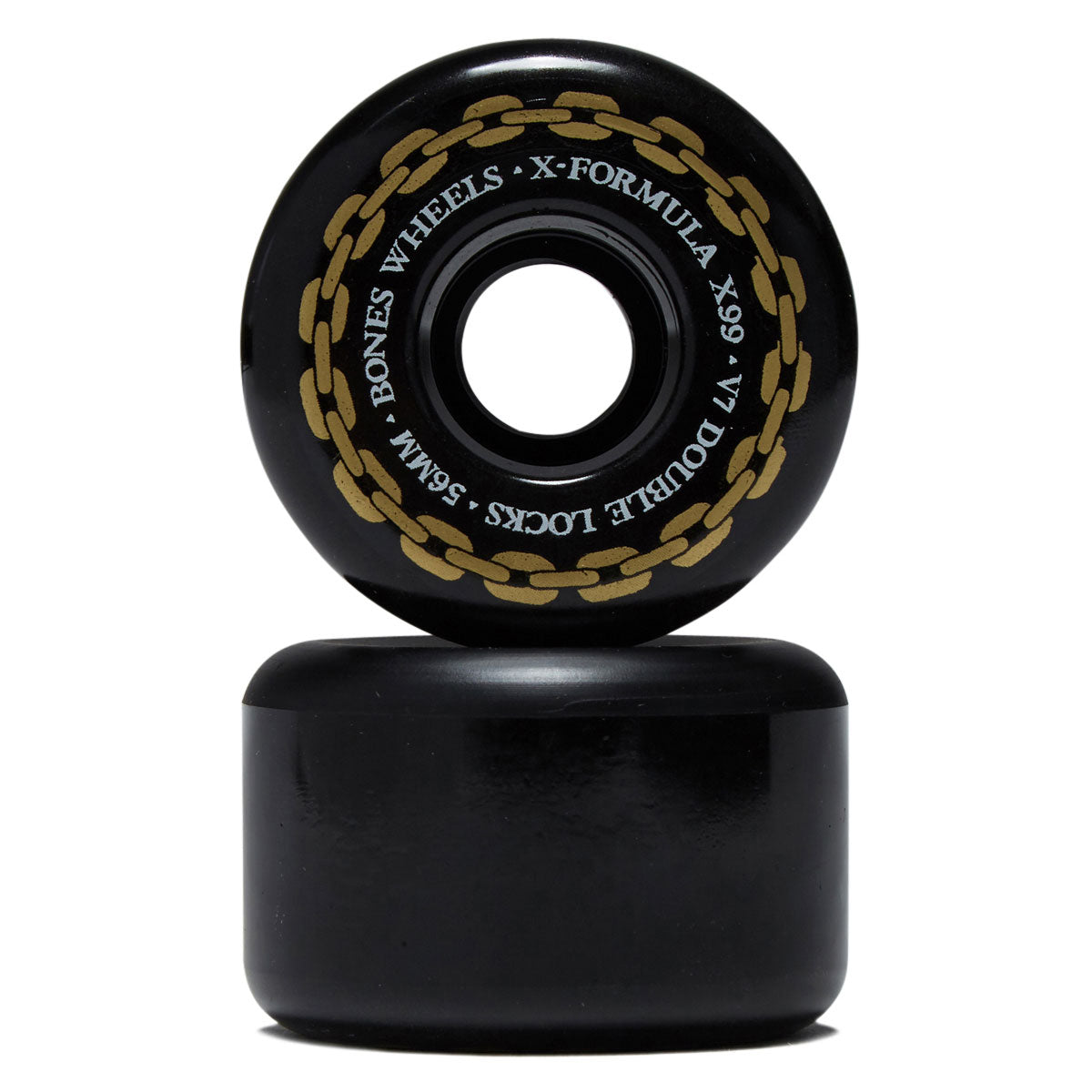 Bones X-Formula Double Locks 99a V7 Double Lock Skateboard Wheels - Black - 56mm