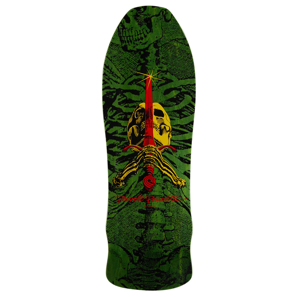 Powell-Peralta GeeGah Skull & Sword 11 Skateboard Deck - Green Veneer - 9.75"