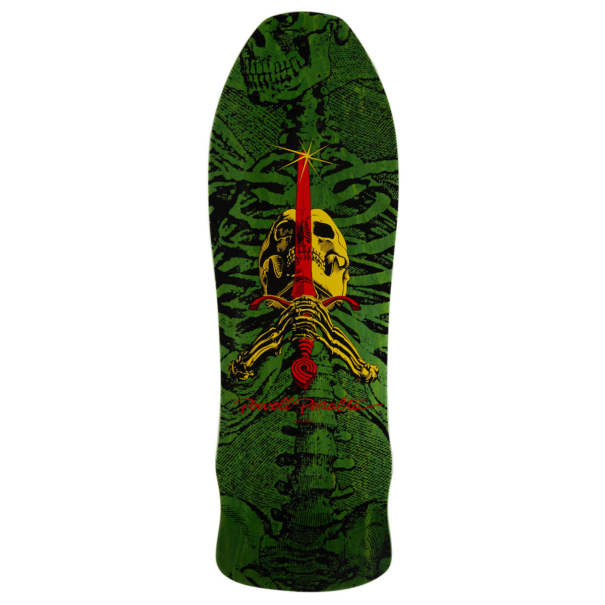 Powell-Peralta GeeGah Skull & Sword 11 Skateboard Deck - Green Veneer - 9.75"
