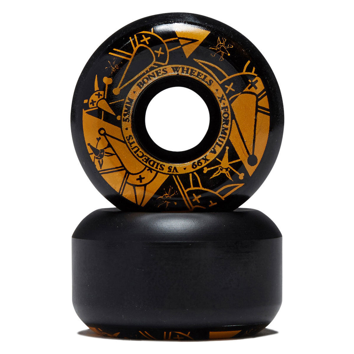 Bones X-Formula Vato Noir 99a V5 Sidecut Skateboard Wheels - Black - 53mm