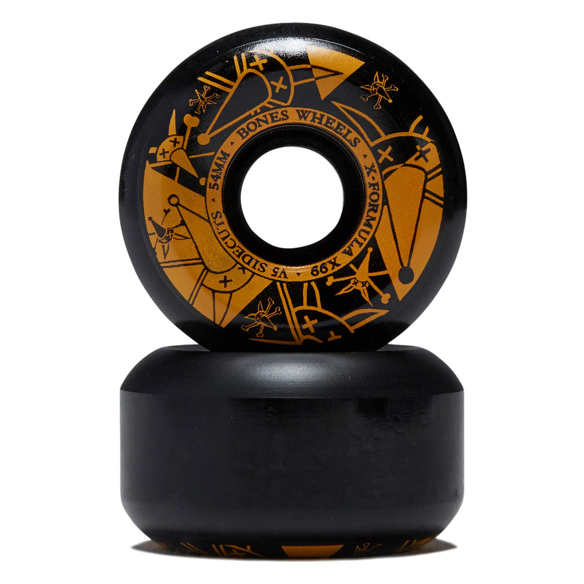 Bones X-Formula Vato Noir 99a V5 Sidecut Skateboard Wheels - Black - 54mm