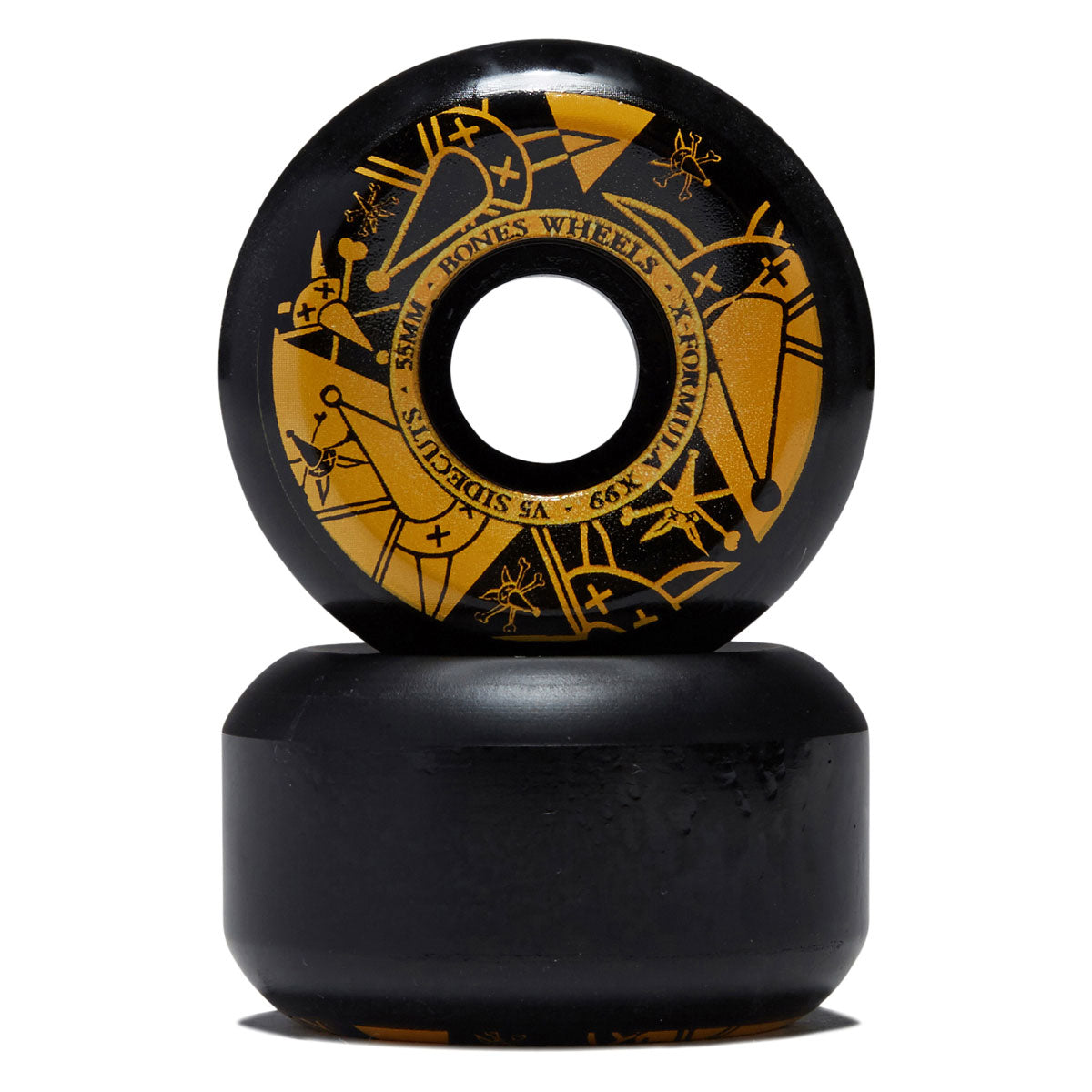 Bones X-Formula Vato Noir 99a V5 Sidecut Skateboard Wheels - Black - 55mm
