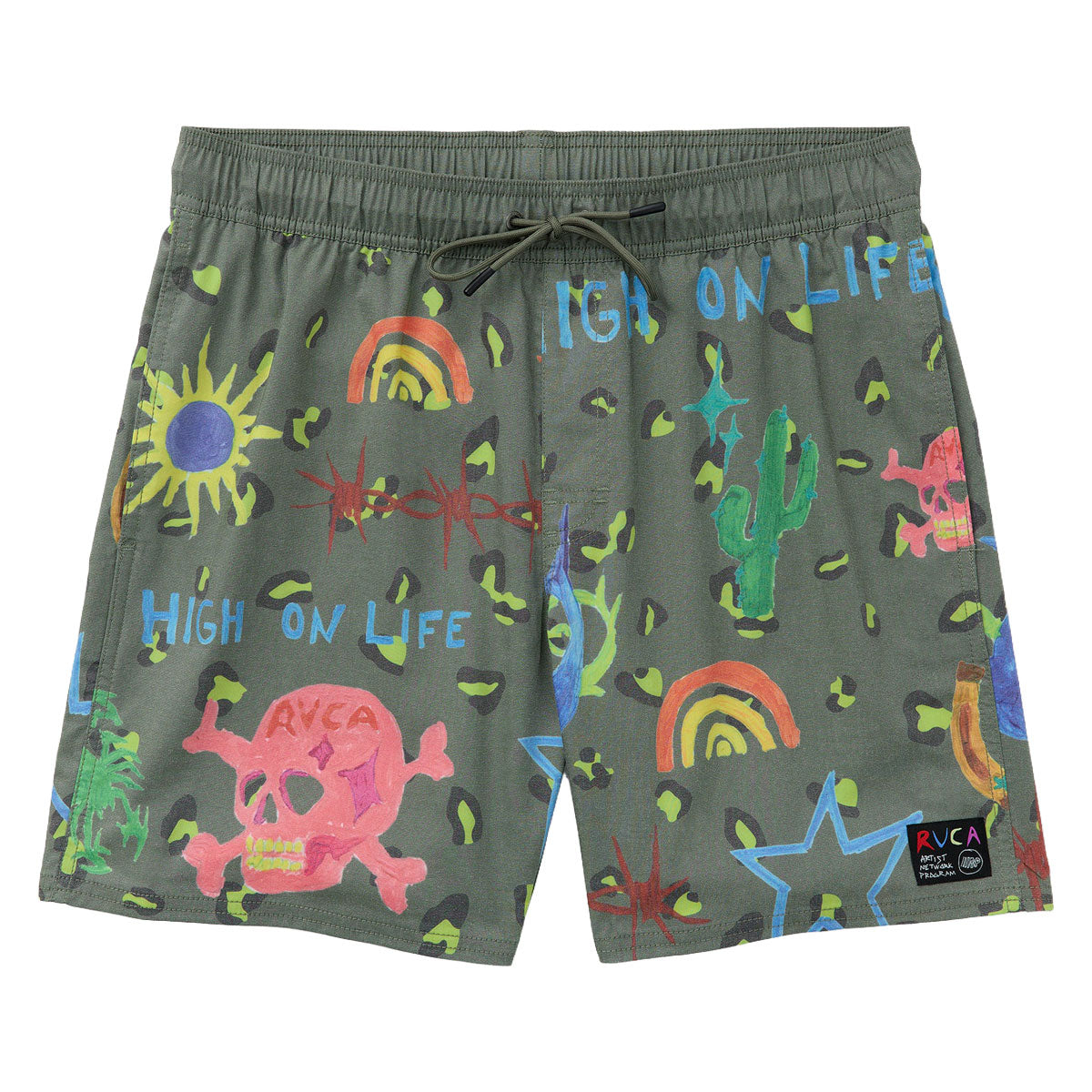 RVCA Dani Skull Elastic 17" Boardshorts - Olive