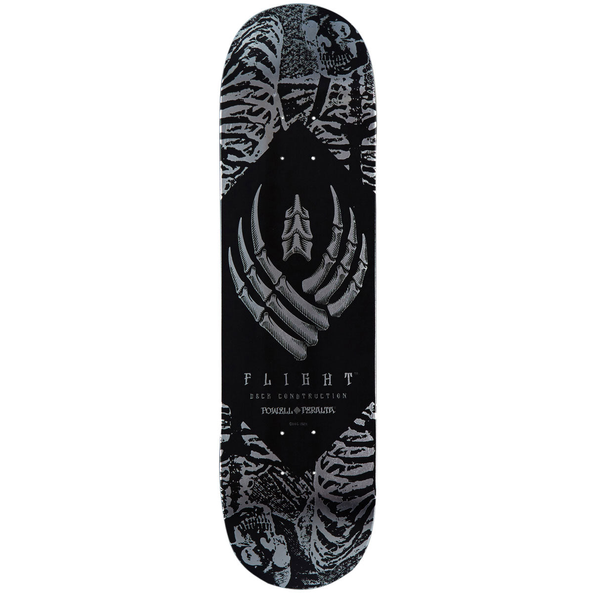 Powell-Peralta Flight Skeleton Skateboard Deck - Silver Foil - 8.25"