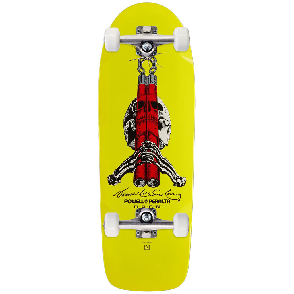 Powell-Peralta Bruce Lee Skull And Numchucks Skateboard Complete - Yellow - 10.00"