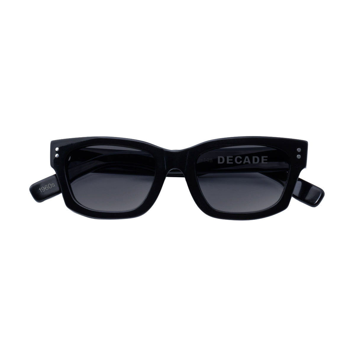 Decade Milton 60s Sunglasses - Gloss Black Acetate/Grey CR39
