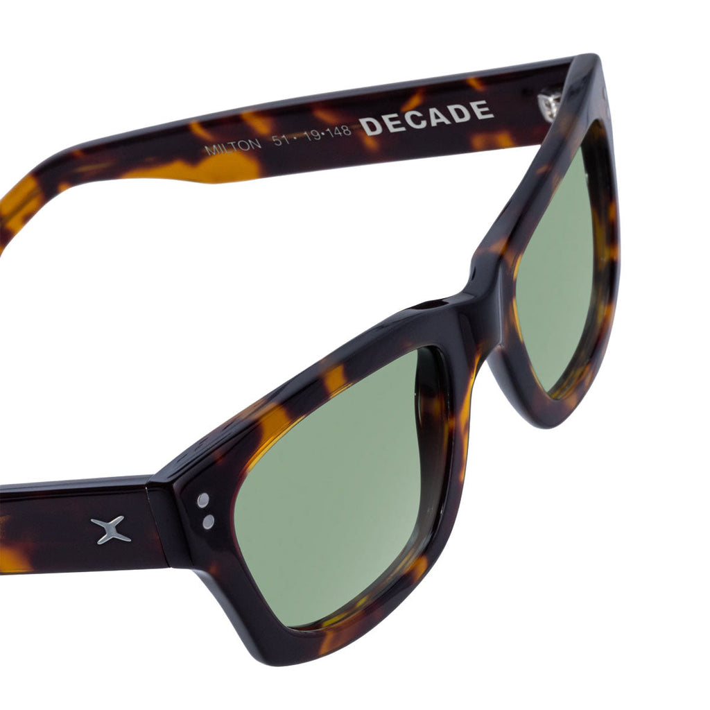 Decade Milton 60s Sunglasses - Tortoise Acetate/Green CR39