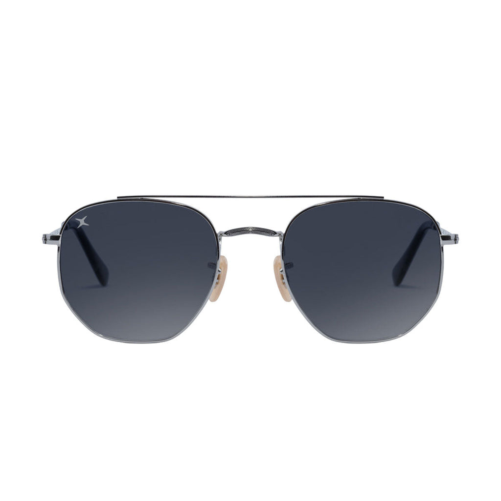 Decade Jones 70s Sunglasses - Shiny Silver Stainless Steel/Silver Revo CR39