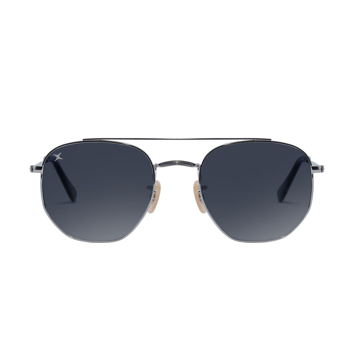Decade Jones 70s Sunglasses - Shiny Silver Stainless Steel/Silver Revo CR39