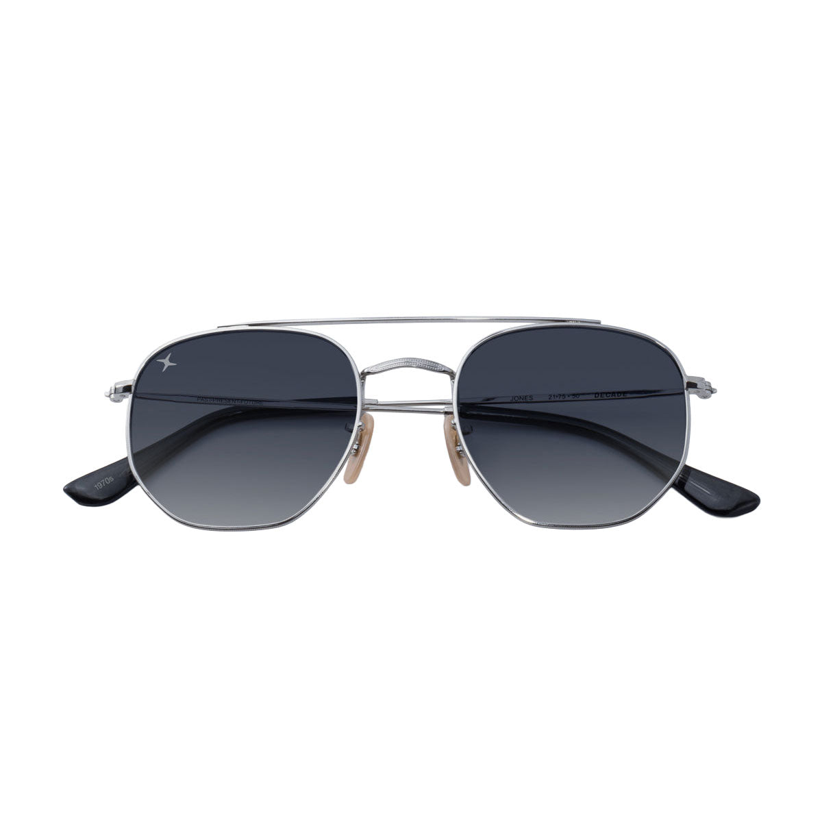Decade Jones 70s Sunglasses - Shiny Silver Stainless Steel/Silver Revo CR39