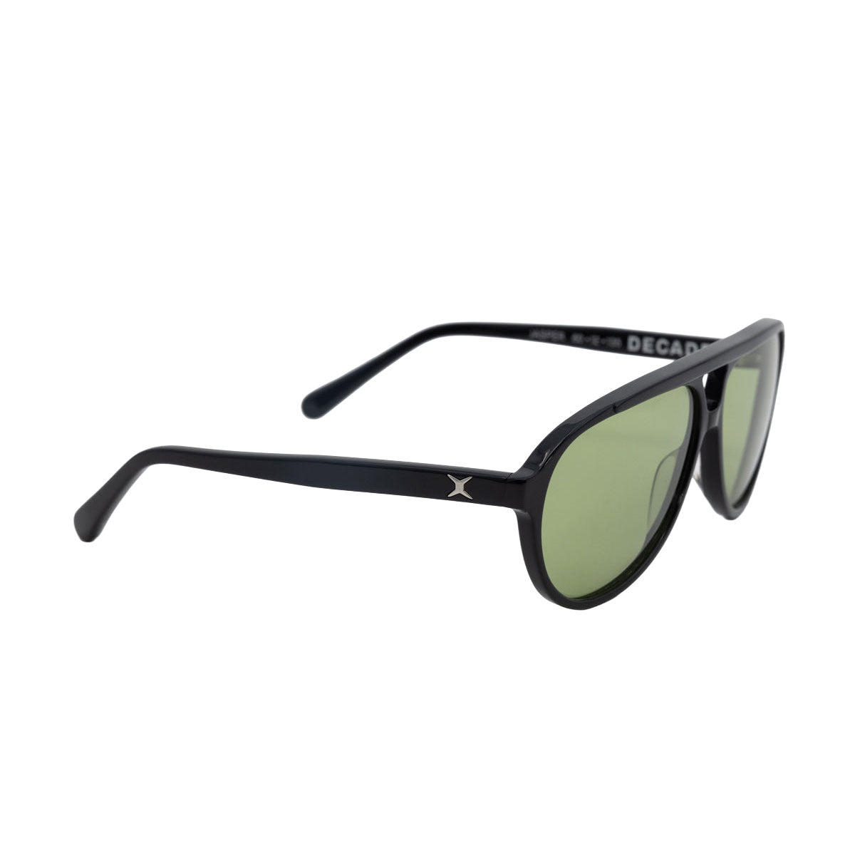 Decade Jasper 80s Sunglasses - Gloss Black Acetate/Green CR39