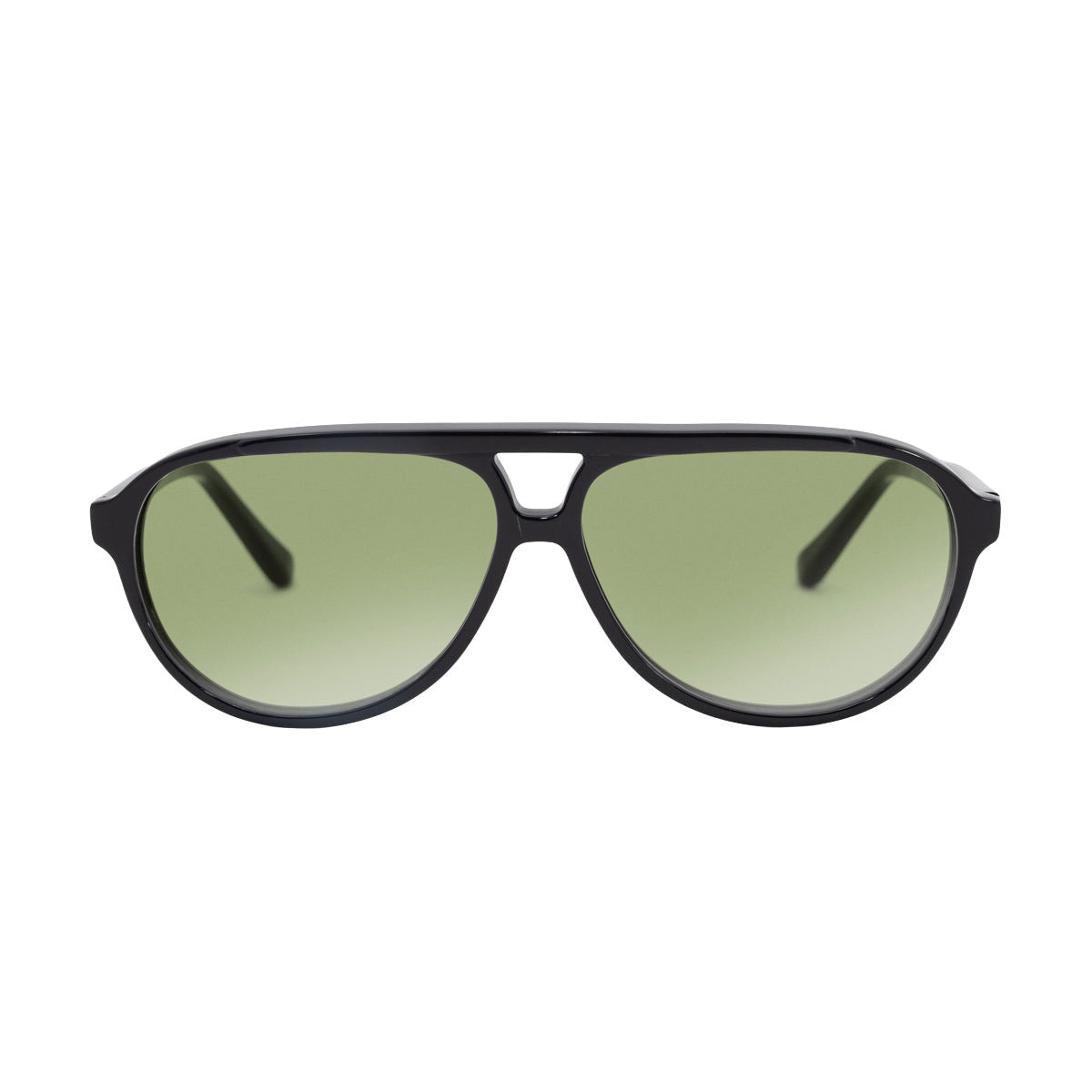 Decade Jasper 80s Sunglasses - Gloss Black Acetate/Green CR39