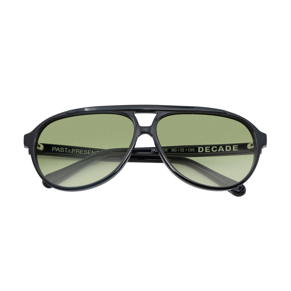 Decade Jasper 80s Sunglasses - Gloss Black Acetate/Green CR39