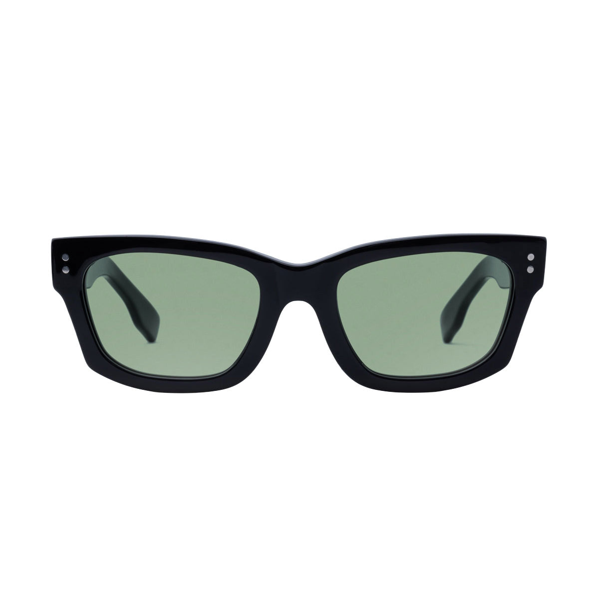 Decade Milton 60s Sunglasses - Gloss Black Acetate/Green CR39