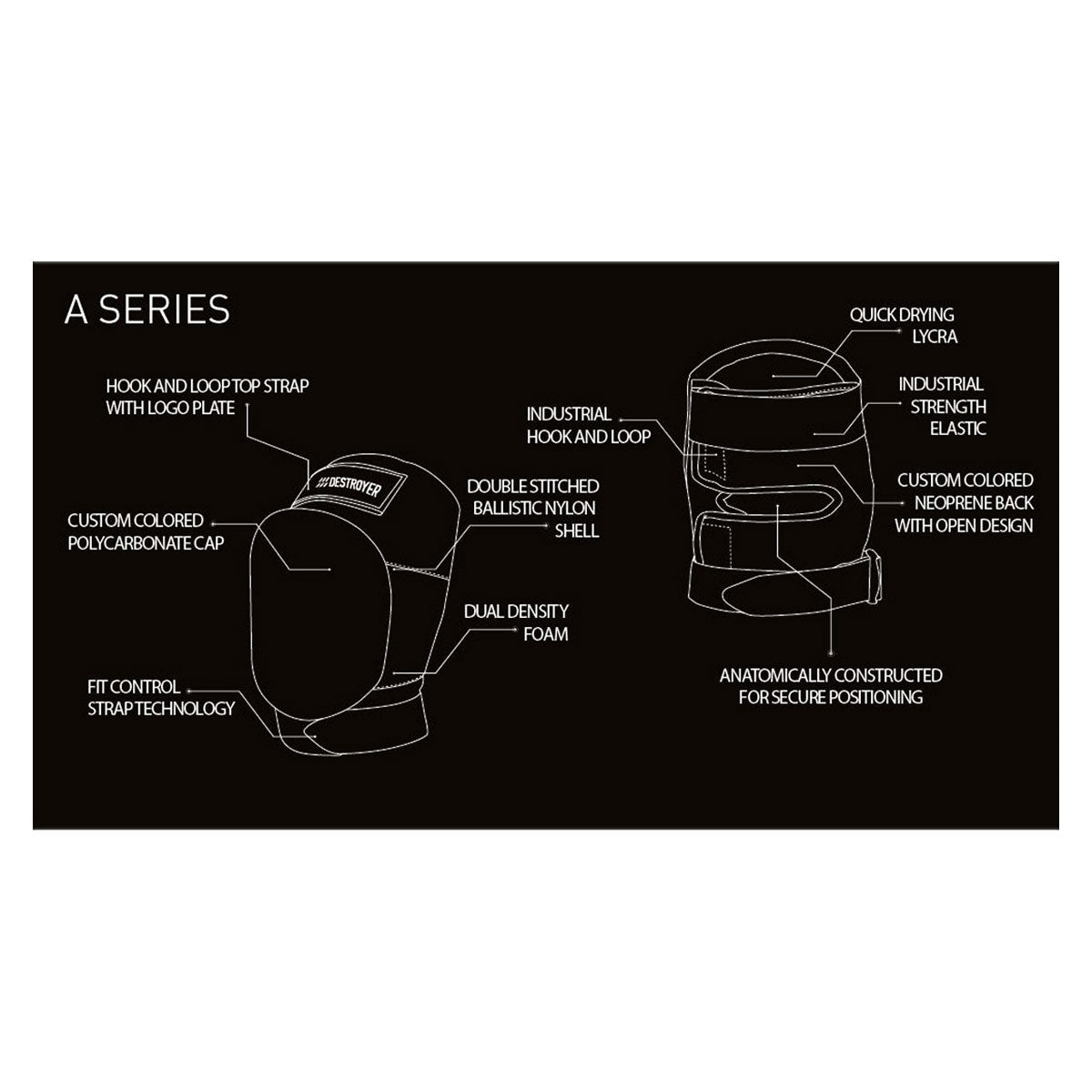 Destroyer A Series Knee Pads - Black
