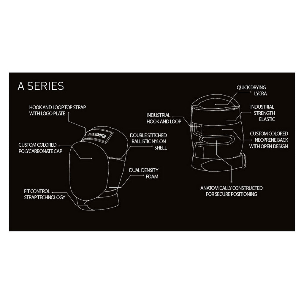 Destroyer A Series Knee Pads - Black/White