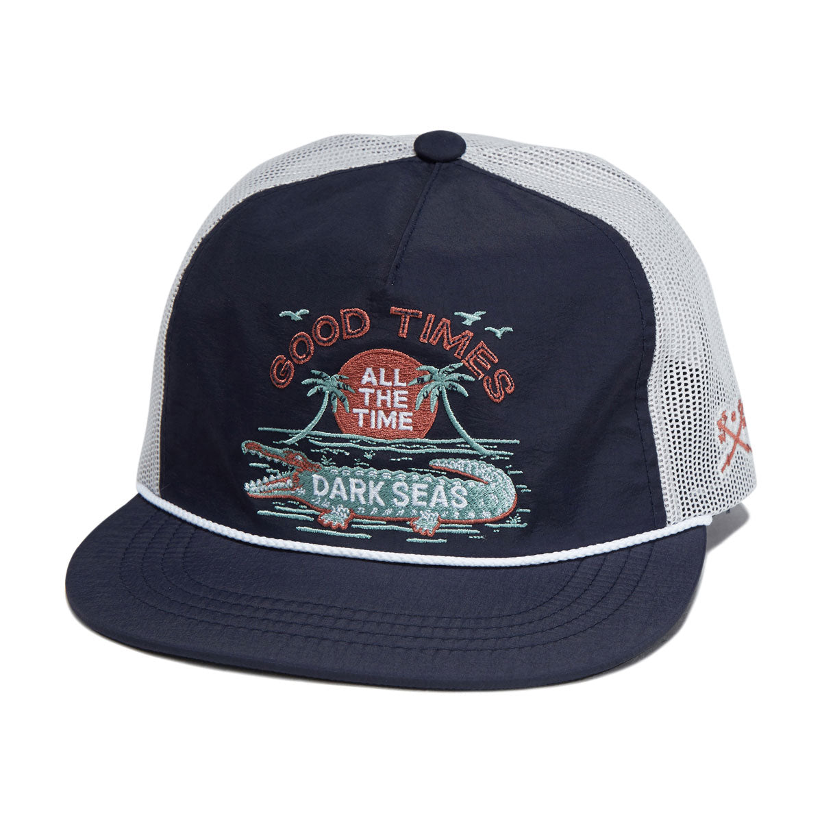 Dark Seas Gator Hat - Navy/White