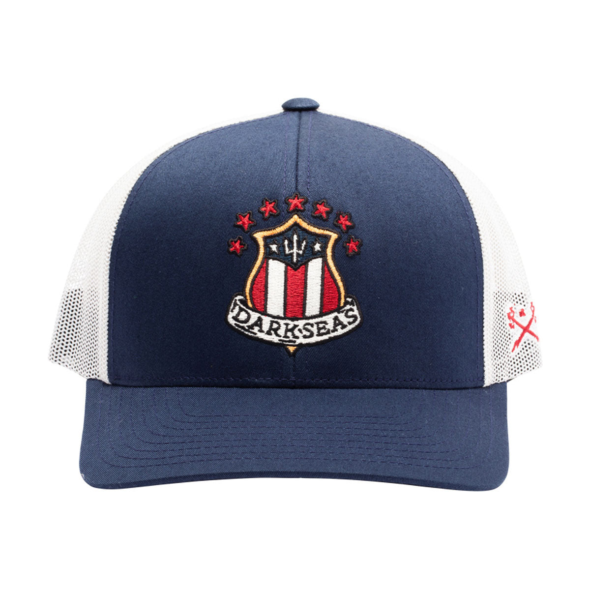 Dark Seas Patriot Trucker Hat - Navy/White