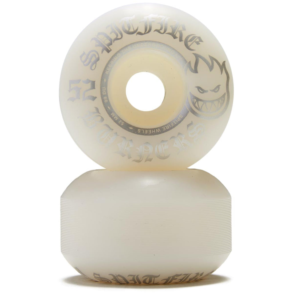 Spitfire 99du Burner Skateboard Wheels - White/Silver - 52mm