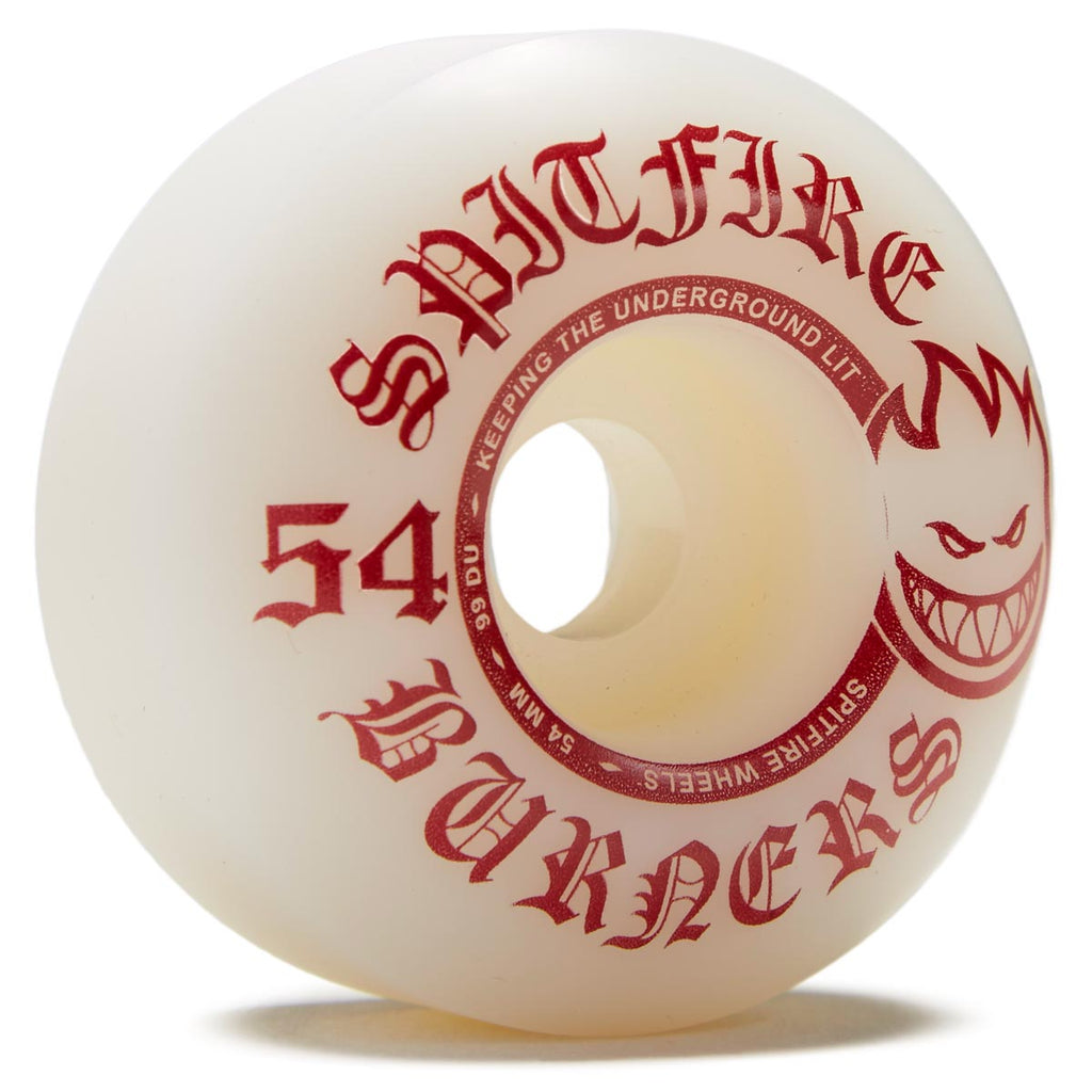 Spitfire 99du Burner Skateboard Wheels - White/Red - 54mm